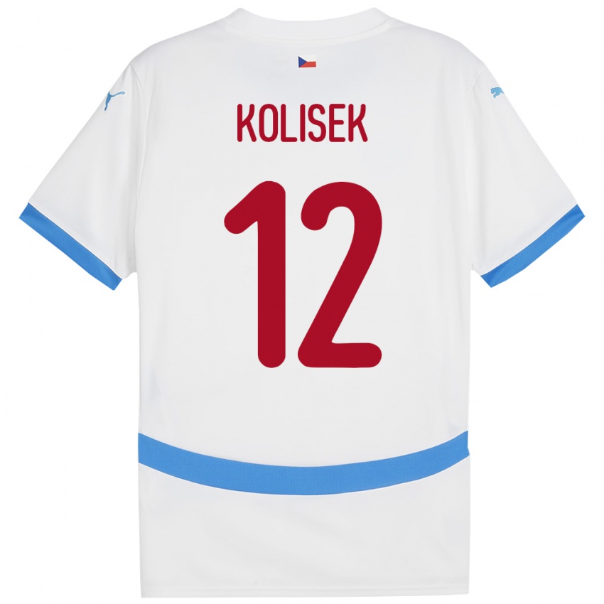 Criança Camisola República Checa Jakub Kolisek #12 Branco Alternativa 24-26 Camisa