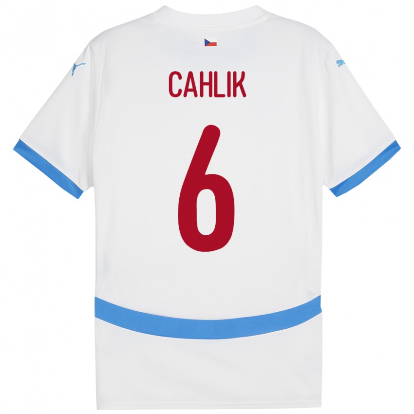 Criança Camisola República Checa Jakub Cahlik #6 Branco Alternativa 24-26 Camisa