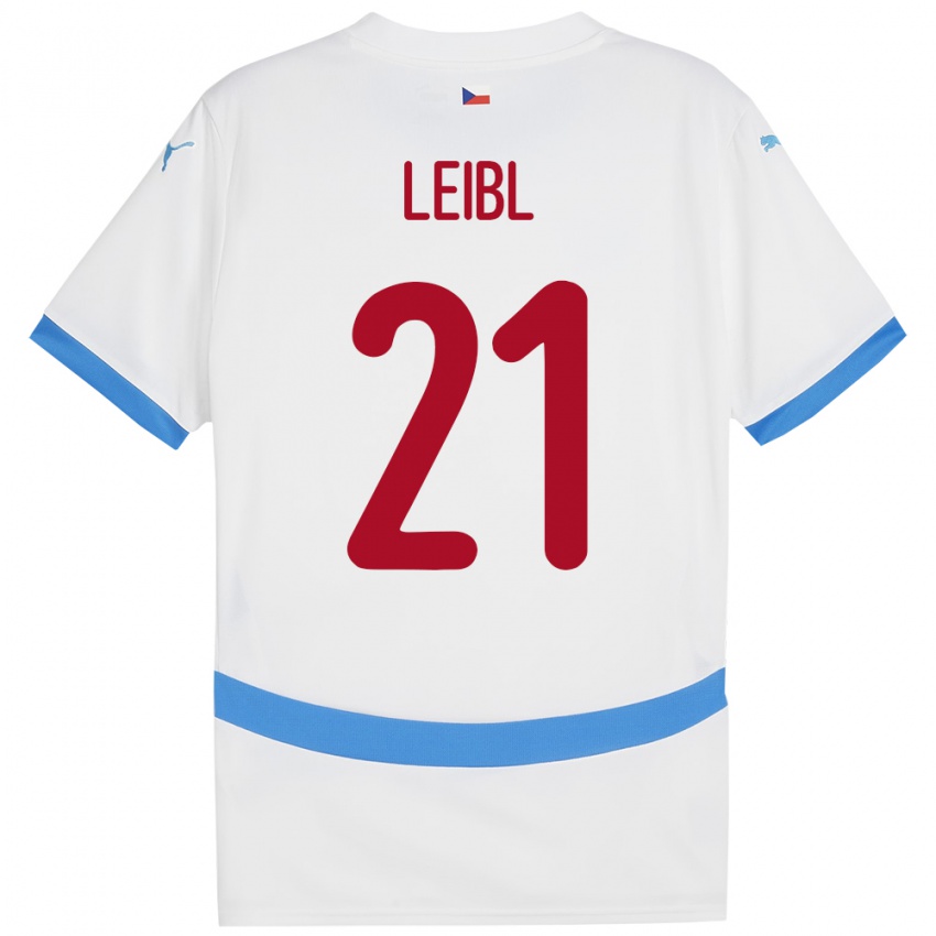 Criança Camisola República Checa Adam Leibl #21 Branco Alternativa 24-26 Camisa