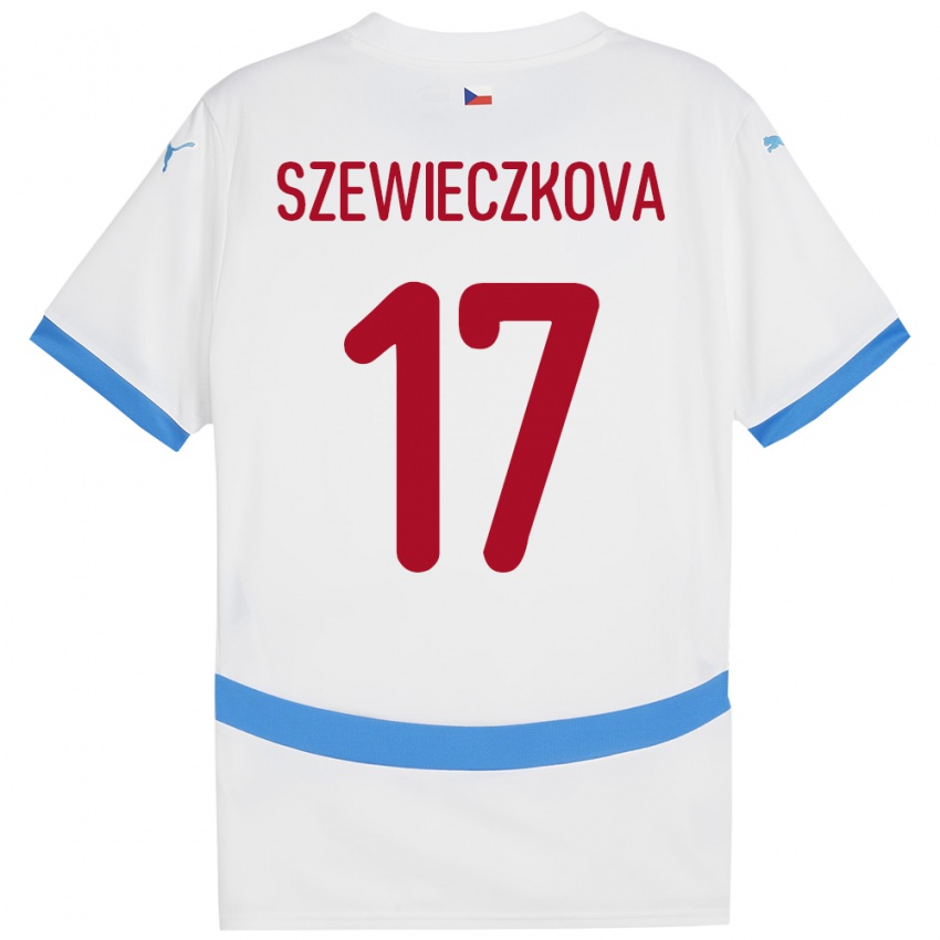 Criança Camisola República Checa Tereza Szewieczková #17 Branco Alternativa 24-26 Camisa