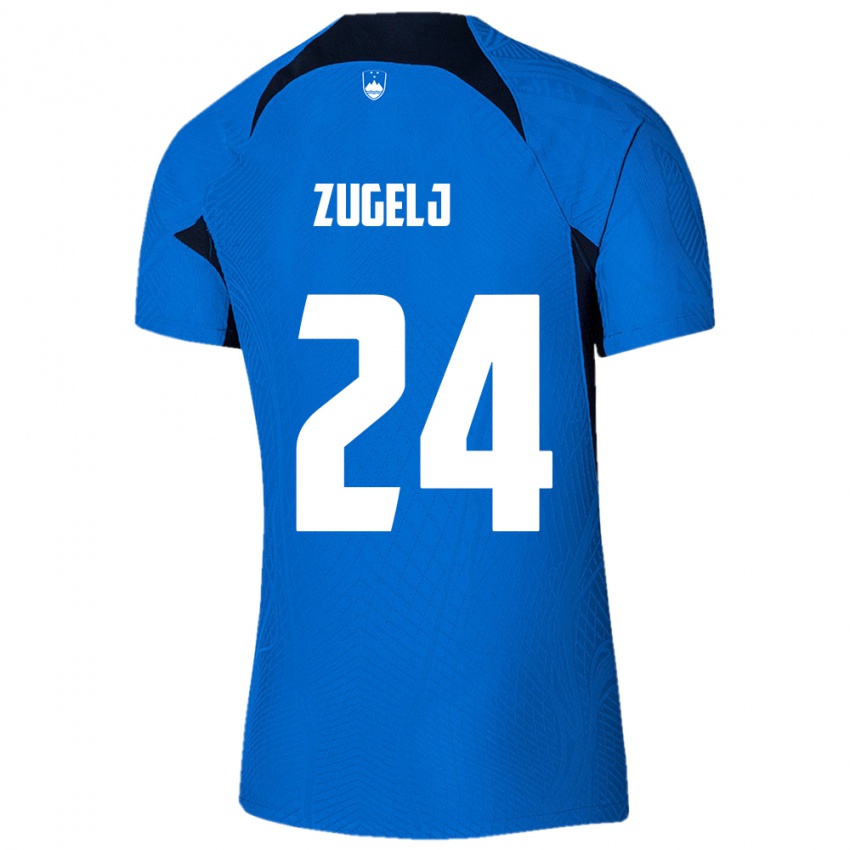 Criança Camisola Eslovênia Nino Zugelj #24 Azul Alternativa 24-26 Camisa