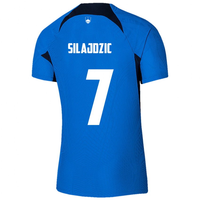 Criança Camisola Eslovênia Riad Silajdzic #7 Azul Alternativa 24-26 Camisa