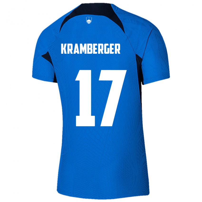 Criança Camisola Eslovênia Enej Kramberger #17 Azul Alternativa 24-26 Camisa