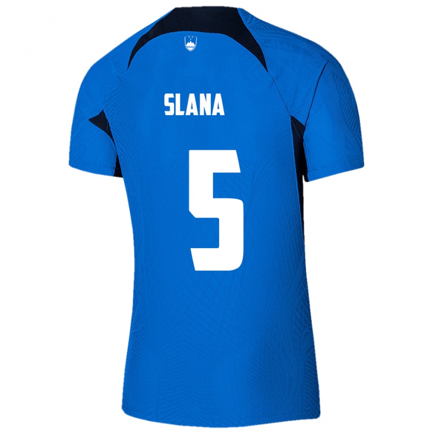 Criança Camisola Eslovênia Filip Slana #5 Azul Alternativa 24-26 Camisa