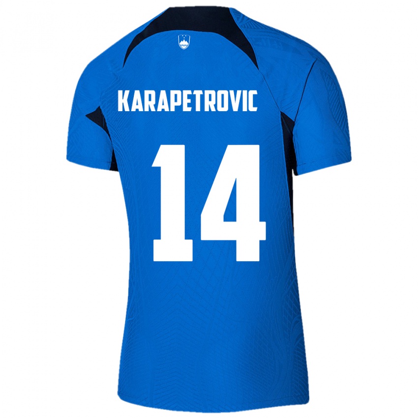 Criança Camisola Eslovênia Luka Karapetrovic #14 Azul Alternativa 24-26 Camisa