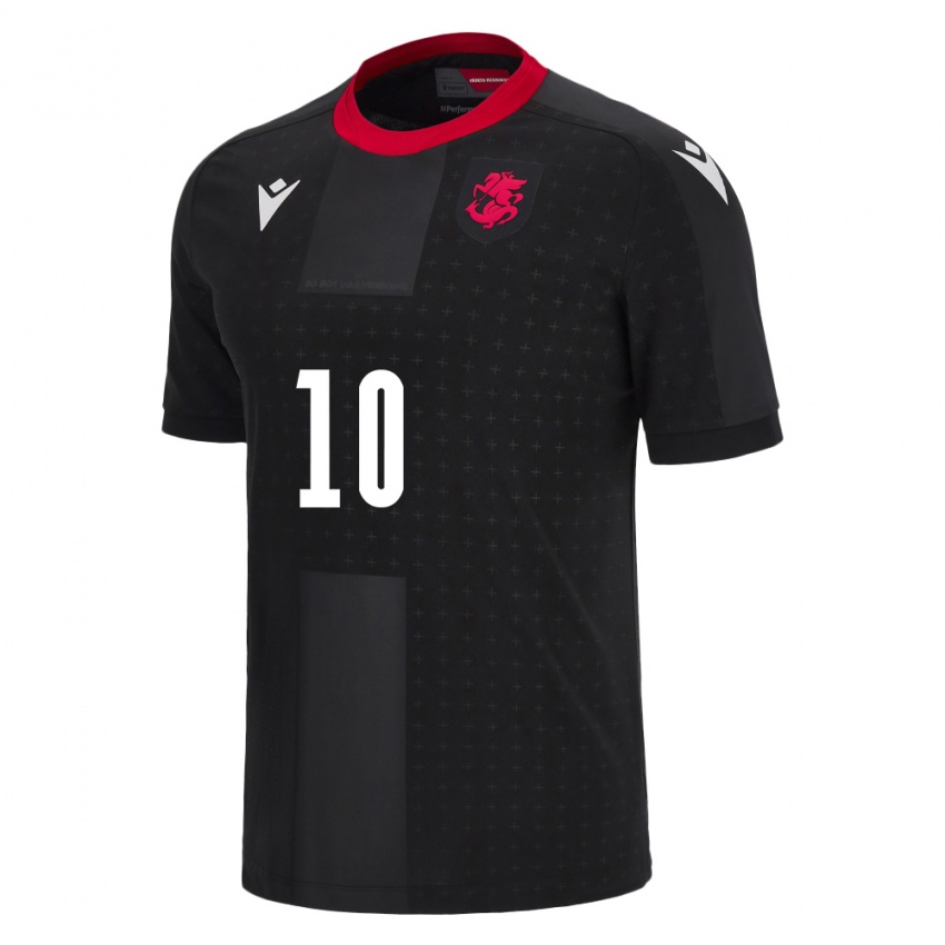 Criança Camisola Geórgia Nikoloz Kvelashvili #10 Preto Alternativa 24-26 Camisa