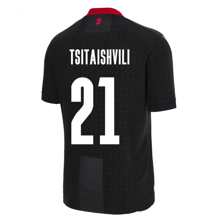 Criança Camisola Geórgia Georgiy Tsitaishvili #21 Preto Alternativa 24-26 Camisa