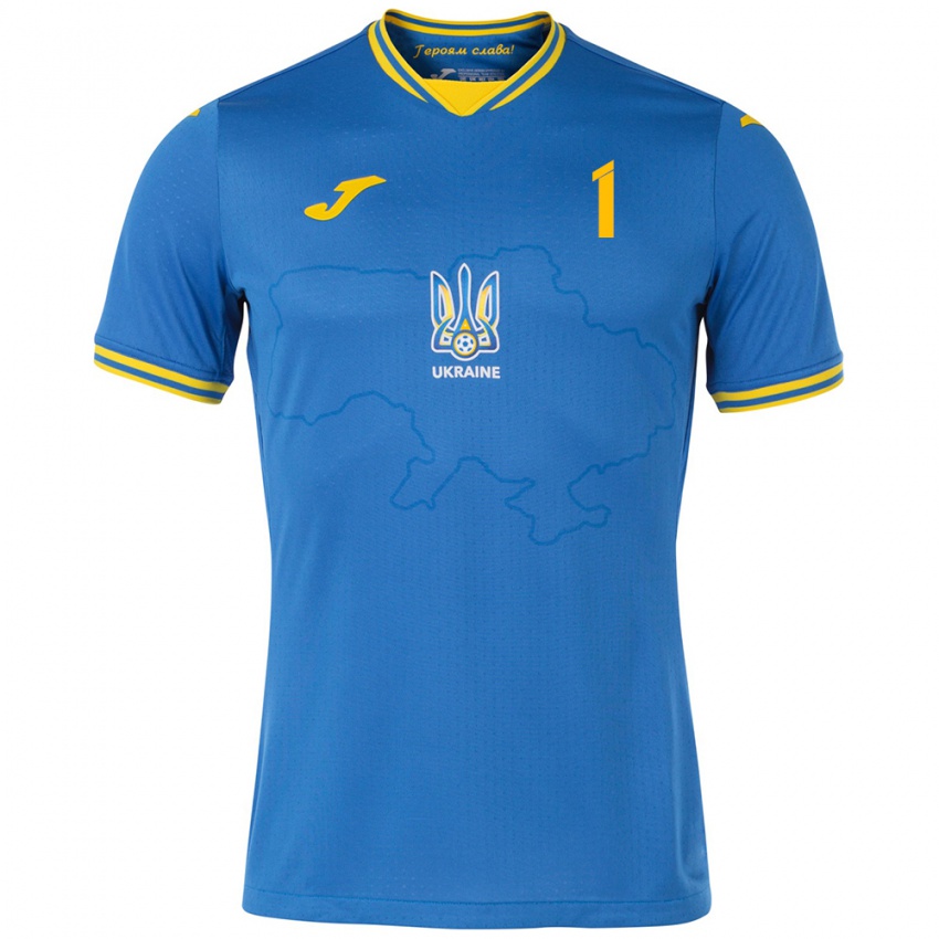 Criança Camisola Ucrânia Vladyslav Kravets #1 Azul Alternativa 24-26 Camisa