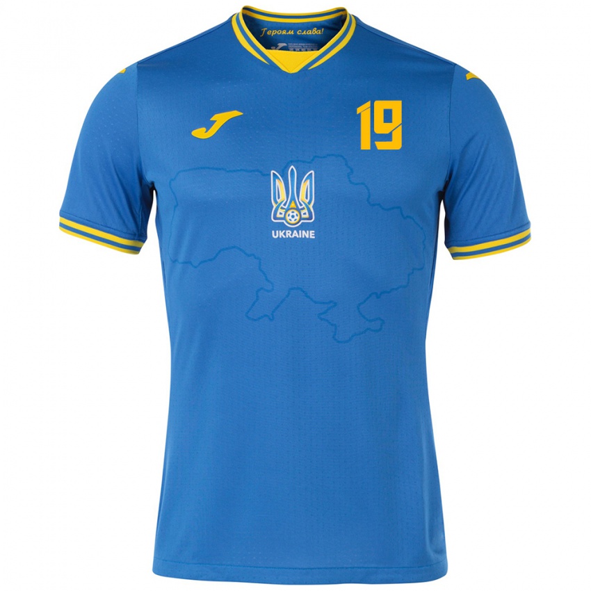 Criança Camisola Ucrânia Roksolana Kravchuk #19 Azul Alternativa 24-26 Camisa