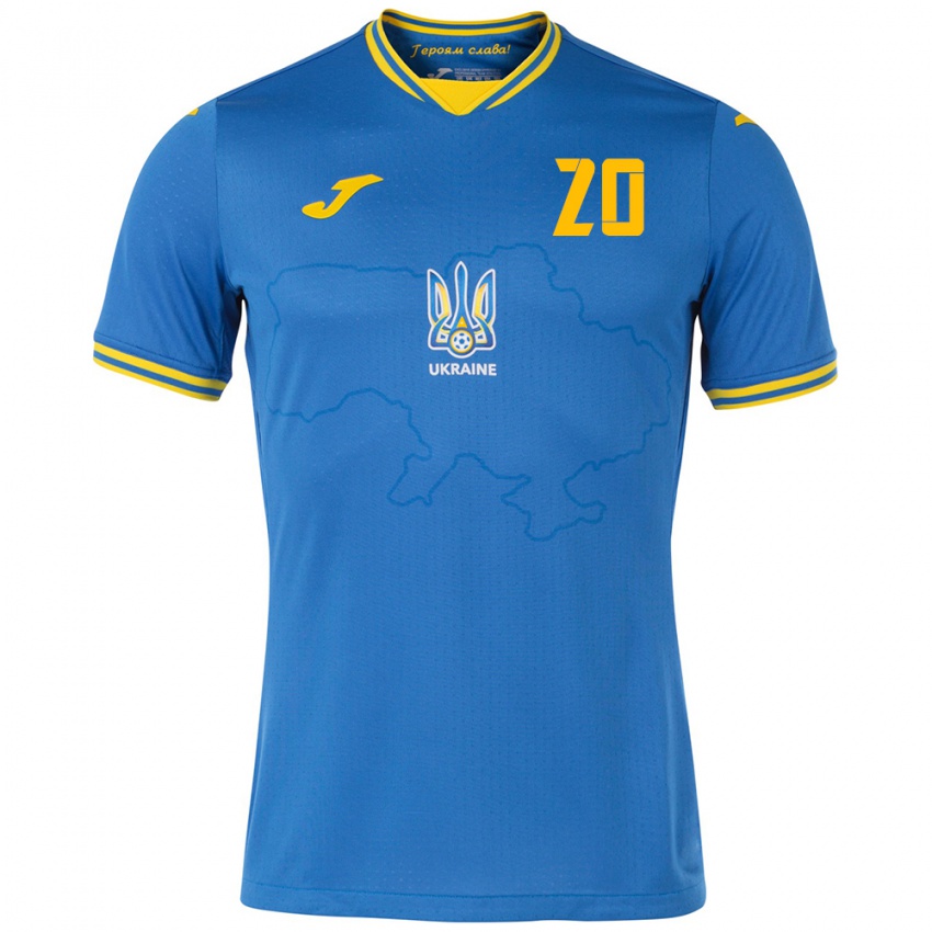 Criança Camisola Ucrânia Oleksiy Gusev #20 Azul Alternativa 24-26 Camisa