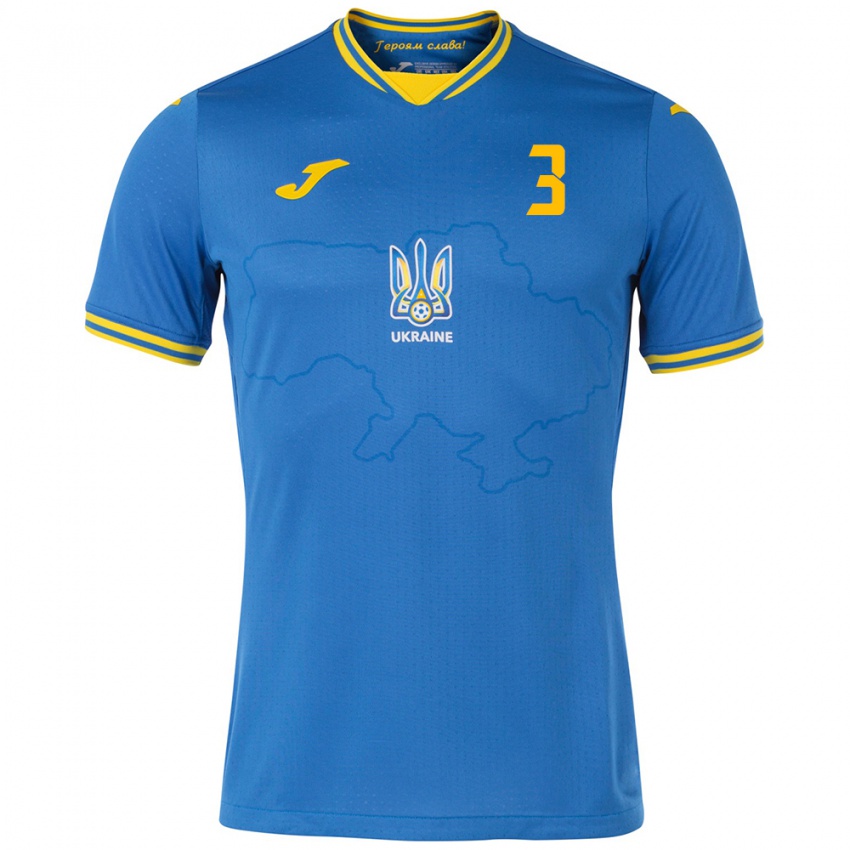 Criança Camisola Ucrânia Bogdan Slyubyk #3 Azul Alternativa 24-26 Camisa