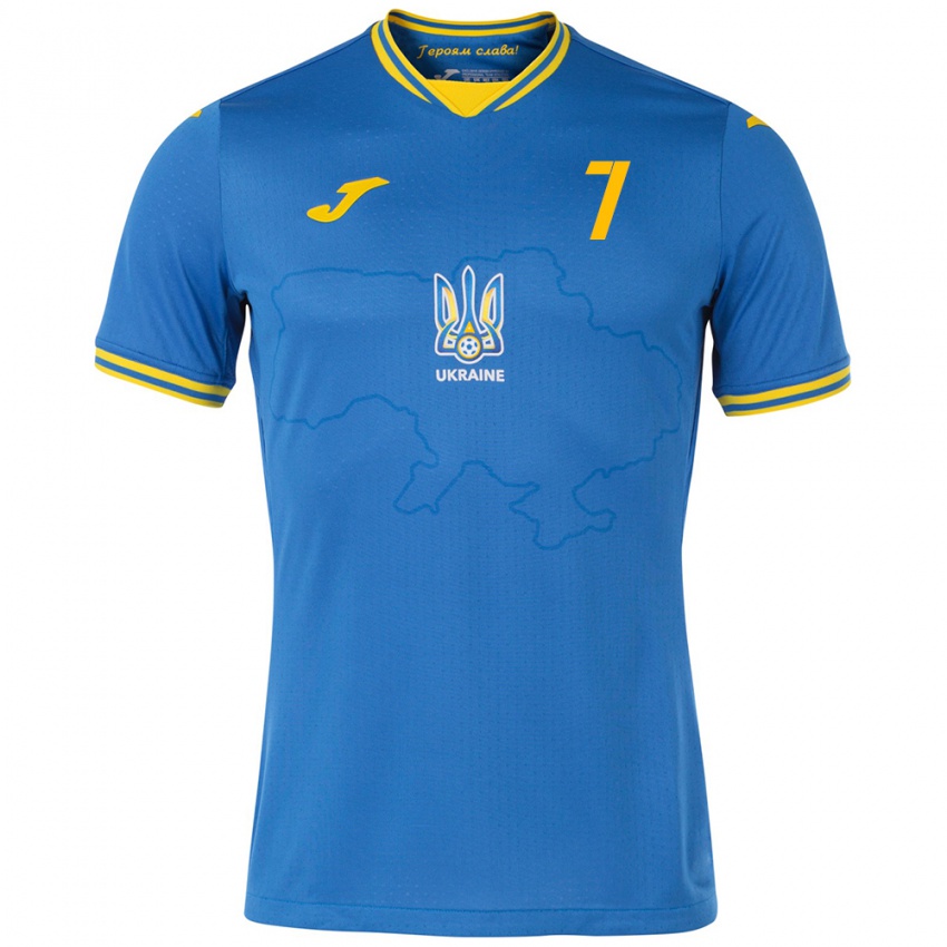 Criança Camisola Ucrânia Kristian Shevchenko #7 Azul Alternativa 24-26 Camisa