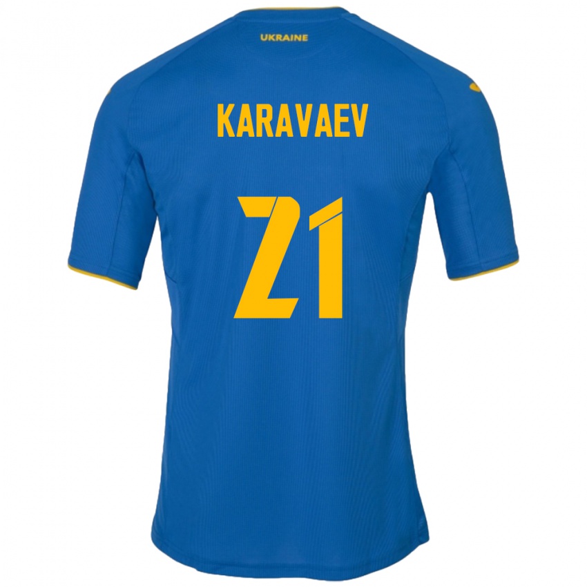 Criança Camisola Ucrânia Oleksandr Karavaev #21 Azul Alternativa 24-26 Camisa