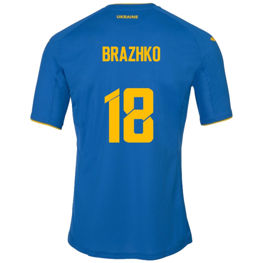 Criança Camisola Ucrânia Volodymyr Brazhko #18 Azul Alternativa 24-26 Camisa