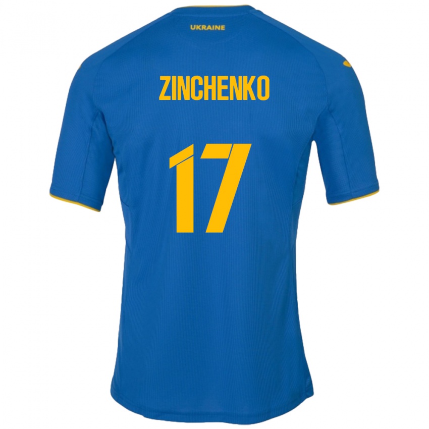 Criança Camisola Ucrânia Oleksandr Zinchenko #17 Azul Alternativa 24-26 Camisa