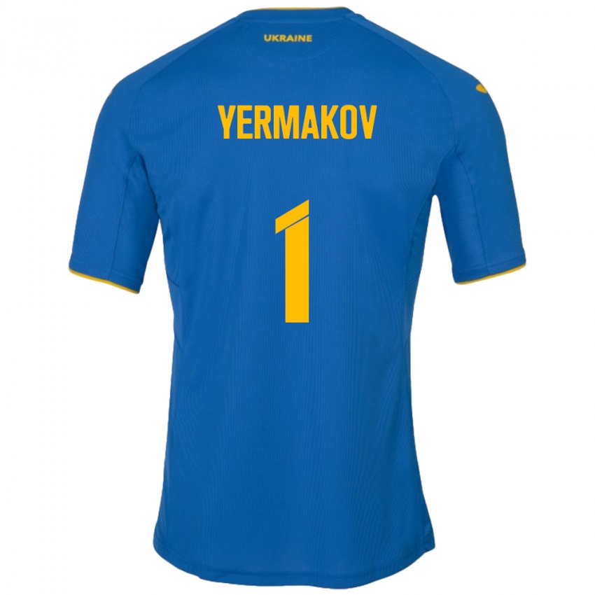 Criança Camisola Ucrânia Georgiy Yermakov #1 Azul Alternativa 24-26 Camisa