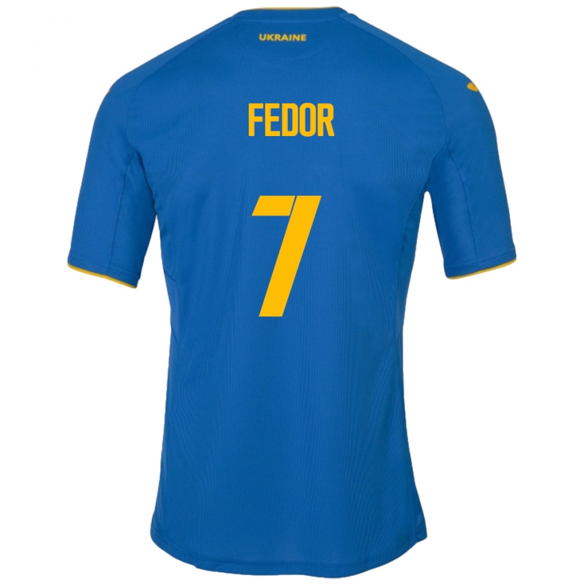 Criança Camisola Ucrânia Oleg Fedor #7 Azul Alternativa 24-26 Camisa