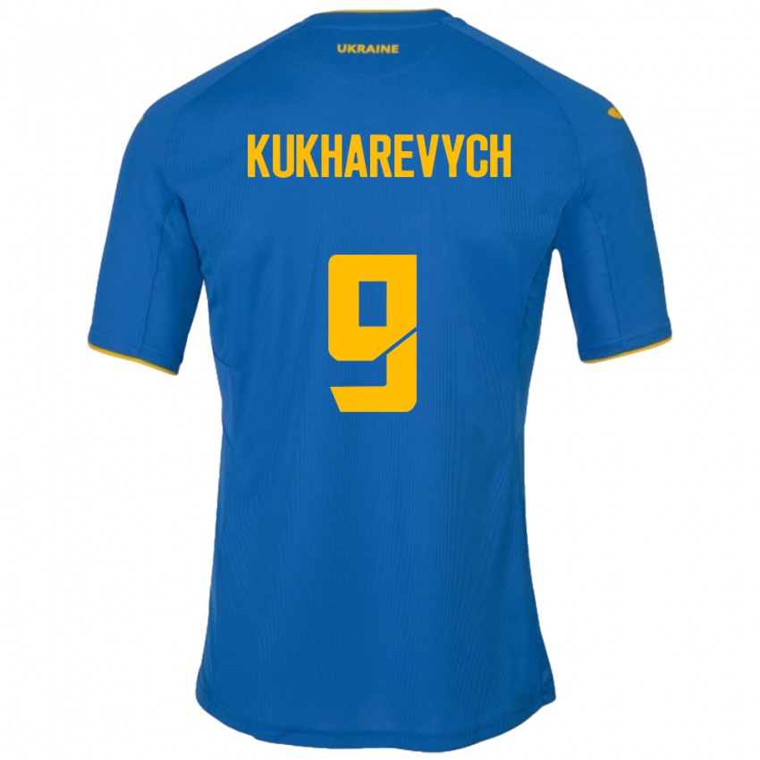 Criança Camisola Ucrânia Mykola Kukharevych #9 Azul Alternativa 24-26 Camisa