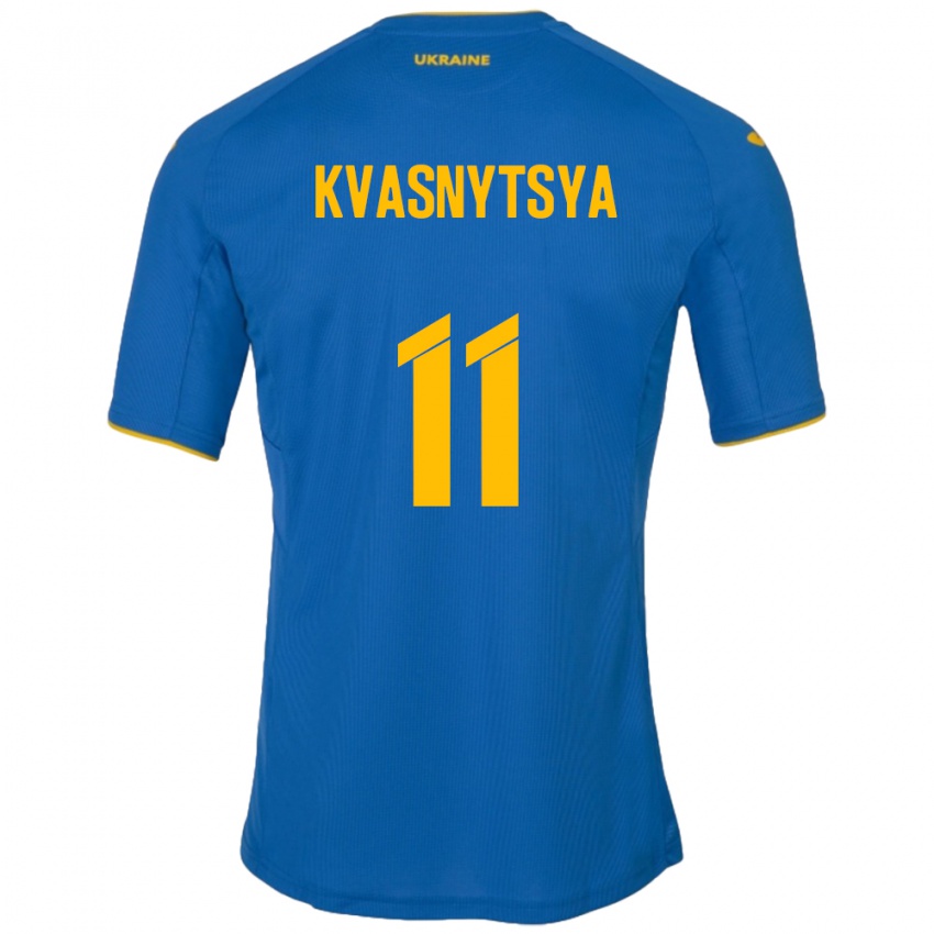 Criança Camisola Ucrânia Ilya Kvasnytsya #11 Azul Alternativa 24-26 Camisa