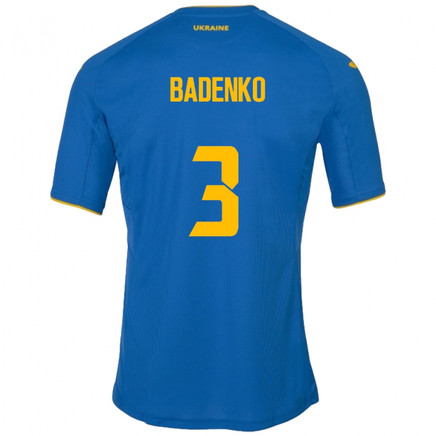 Criança Camisola Ucrânia Ilya Badenko #3 Azul Alternativa 24-26 Camisa