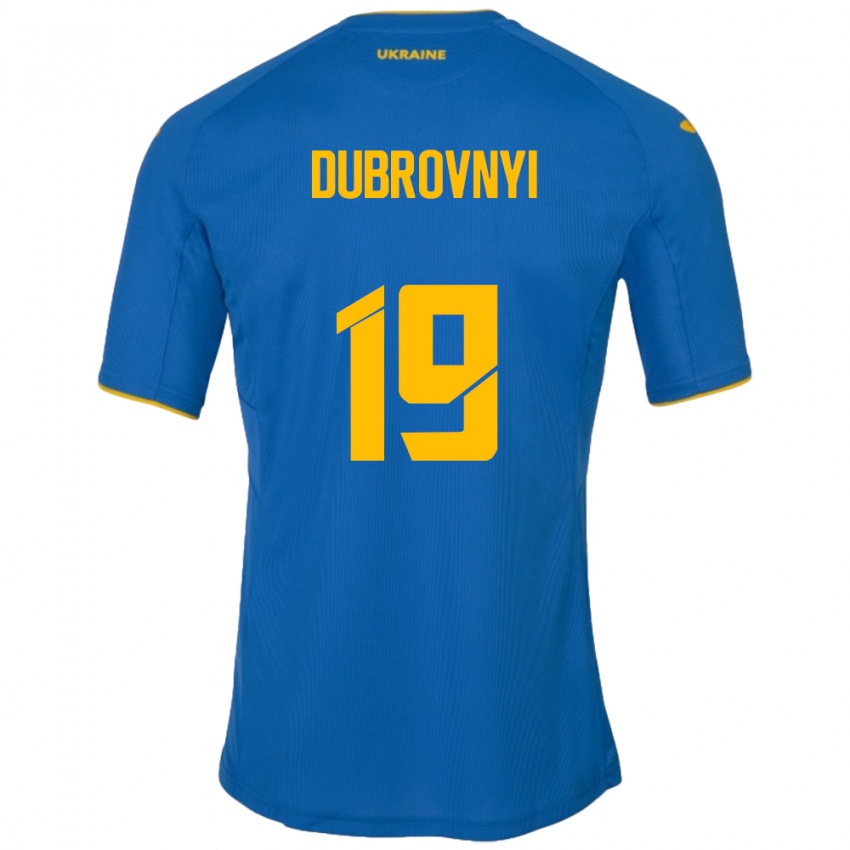 Criança Camisola Ucrânia Mykhaylo Dubrovnyi #19 Azul Alternativa 24-26 Camisa