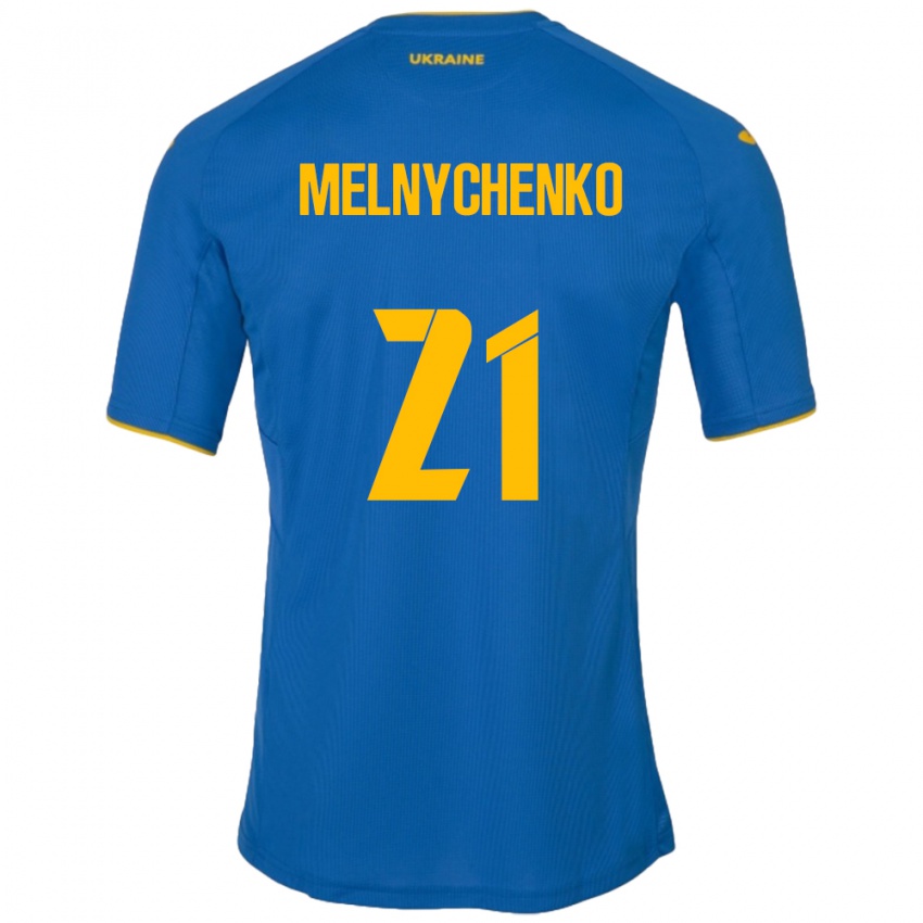 Criança Camisola Ucrânia Maksym Melnychenko #21 Azul Alternativa 24-26 Camisa