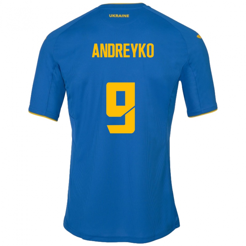 Criança Camisola Ucrânia Ivan Andreyko #9 Azul Alternativa 24-26 Camisa