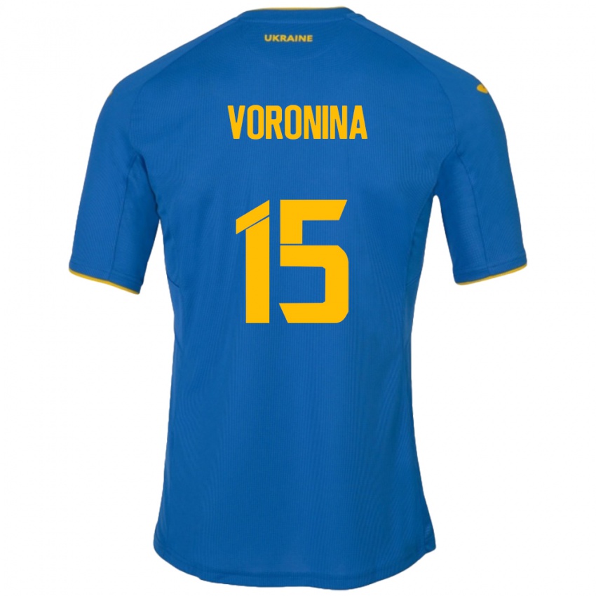 Criança Camisola Ucrânia Anastasiya Voronina #15 Azul Alternativa 24-26 Camisa