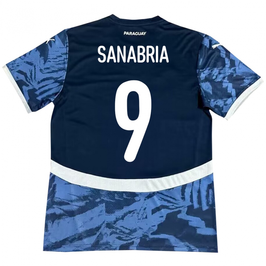 Criança Camisola Paraguai Antonio Sanabria #9 Azul Alternativa 24-26 Camisa