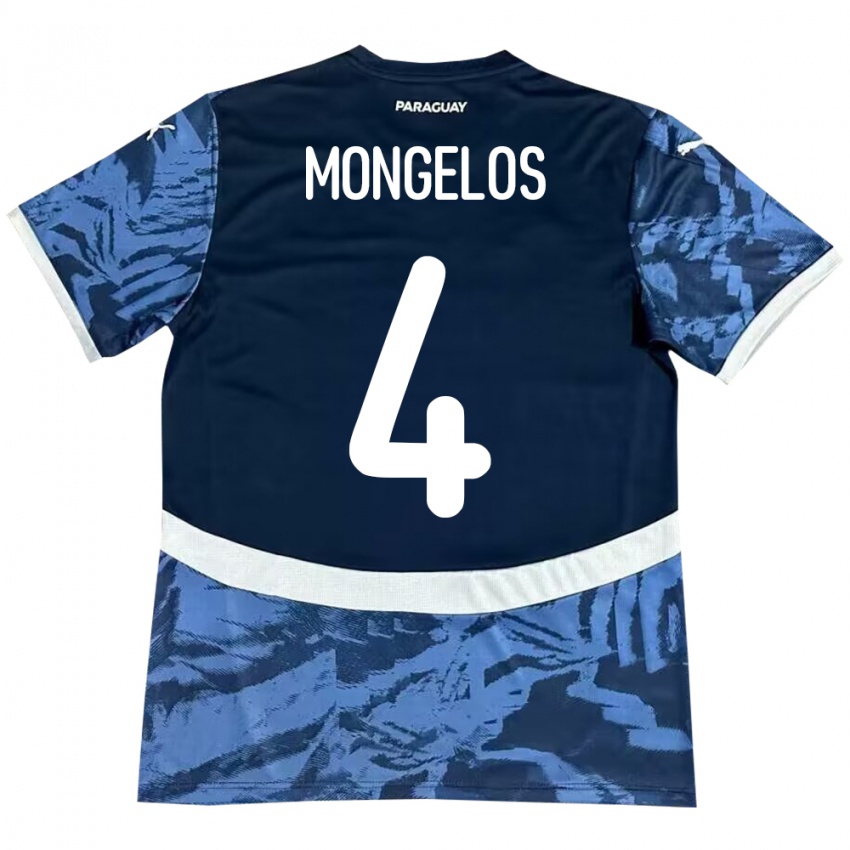 Criança Camisola Paraguai Rolando Mongelós #4 Azul Alternativa 24-26 Camisa