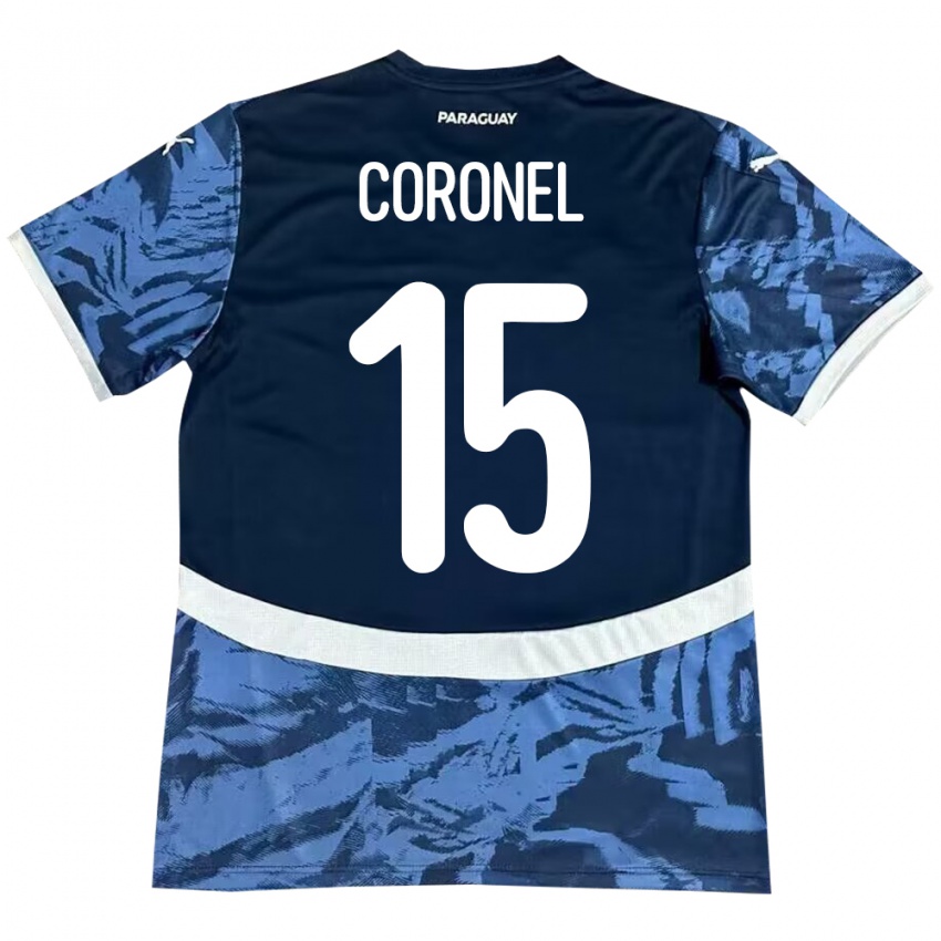 Criança Camisola Paraguai Éver Coronel #15 Azul Alternativa 24-26 Camisa