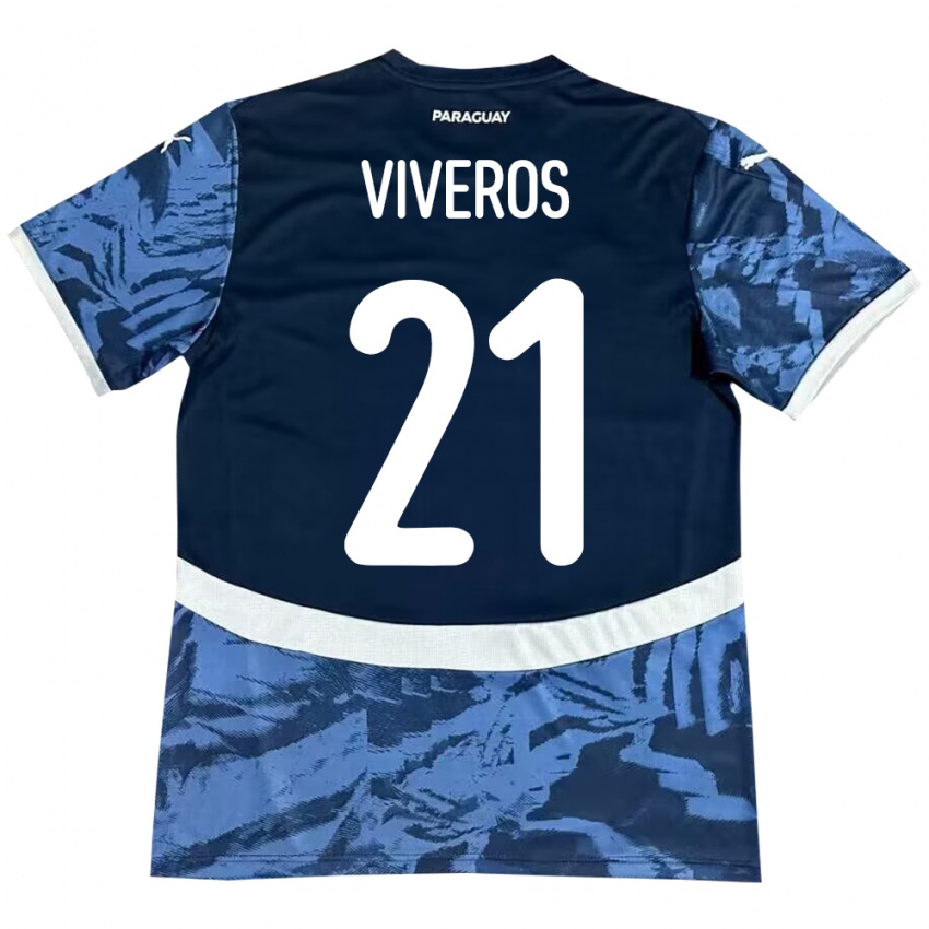 Criança Camisola Paraguai Fernando Viveros #21 Azul Alternativa 24-26 Camisa