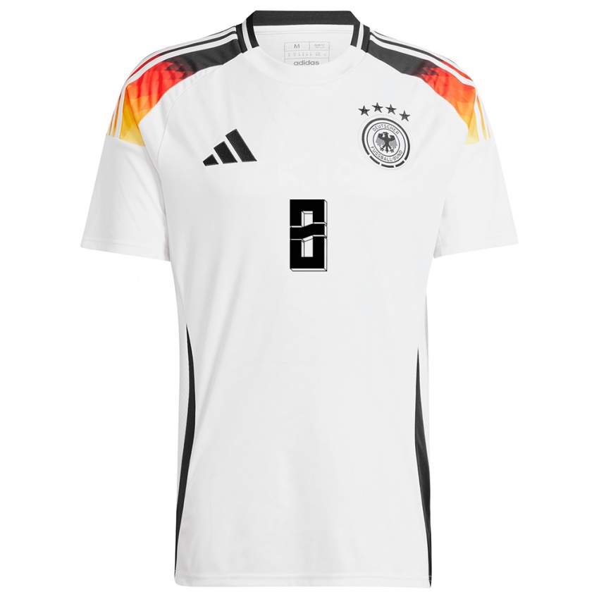 Homem Camisola Alemanha Leon Goretzka #8 Branco Principal 24-26 Camisa