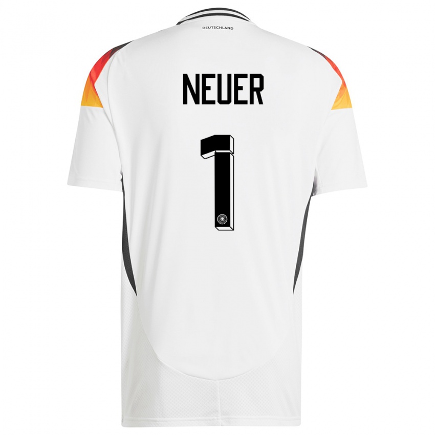 Homem Camisola Alemanha Manuel Neuer #1 Branco Principal 24-26 Camisa