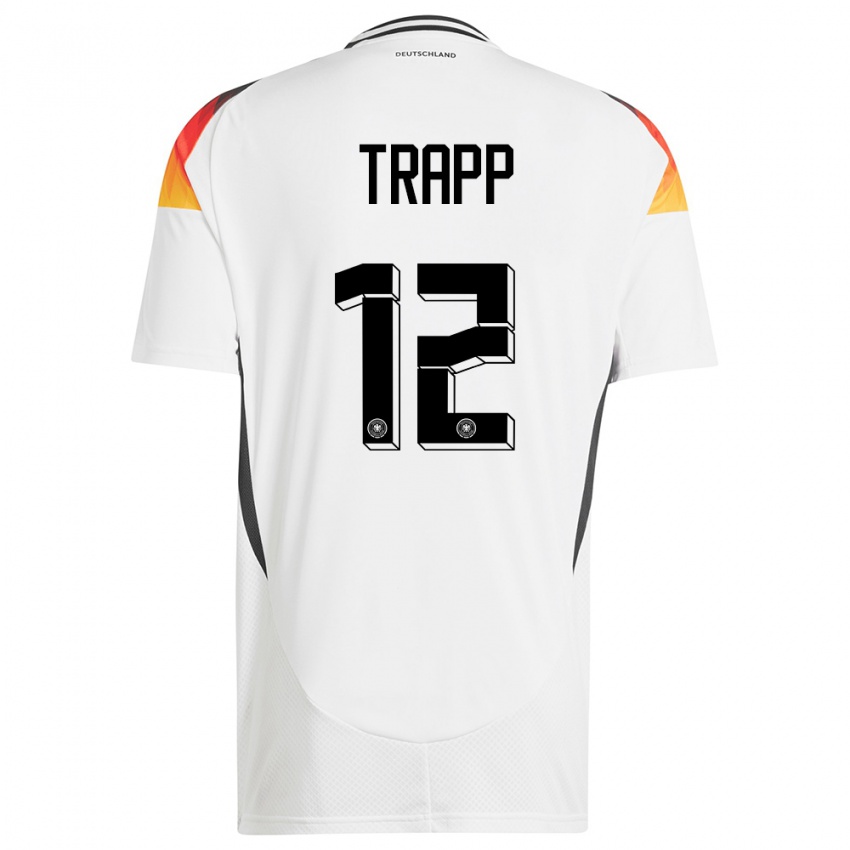 Homem Camisola Alemanha Kevin Trapp #12 Branco Principal 24-26 Camisa