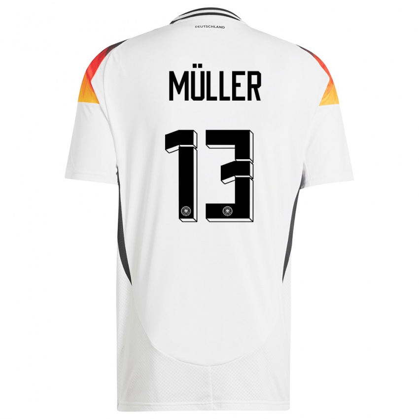 Homem Camisola Alemanha Thomas Muller #13 Branco Principal 24-26 Camisa