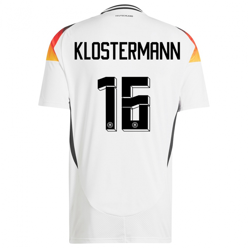 Homem Camisola Alemanha Lukas Klostermann #16 Branco Principal 24-26 Camisa