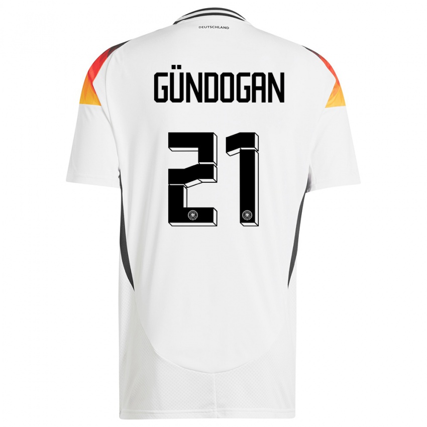 Homem Camisola Alemanha Ilkay Gundogan #21 Branco Principal 24-26 Camisa