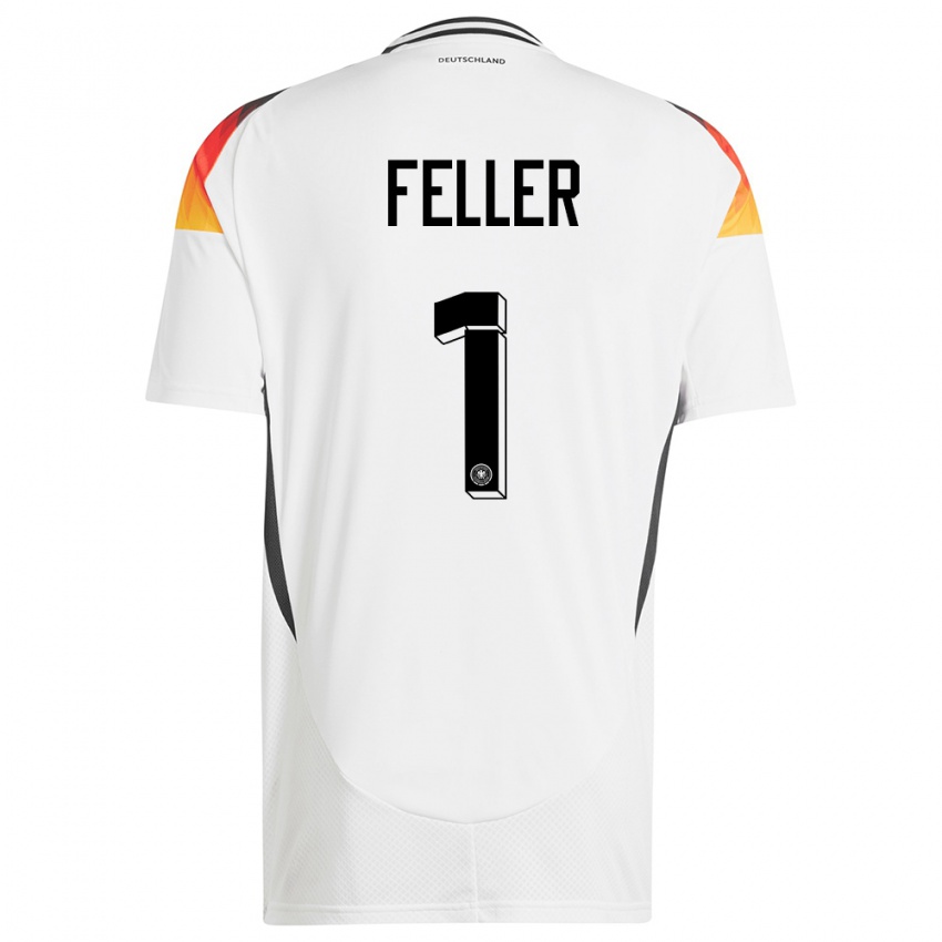 Homem Camisola Alemanha Frank Feller #1 Branco Principal 24-26 Camisa