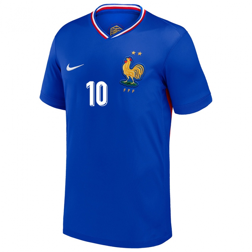 Homem Camisola França Kylian Mbappe #10 Azul Principal 24-26 Camisa