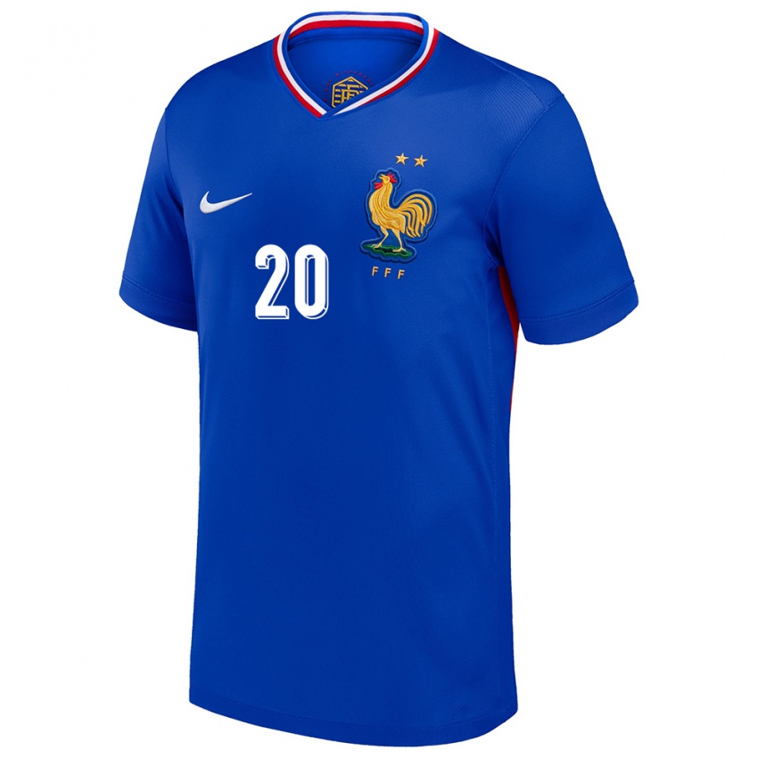 Homem Camisola França Pierre Kalulu #20 Azul Principal 24-26 Camisa