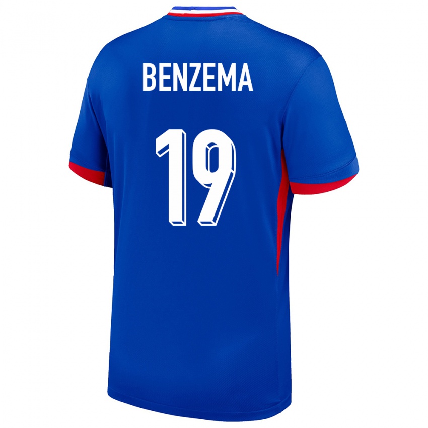 Homem Camisola França Karim Benzema #19 Azul Principal 24-26 Camisa