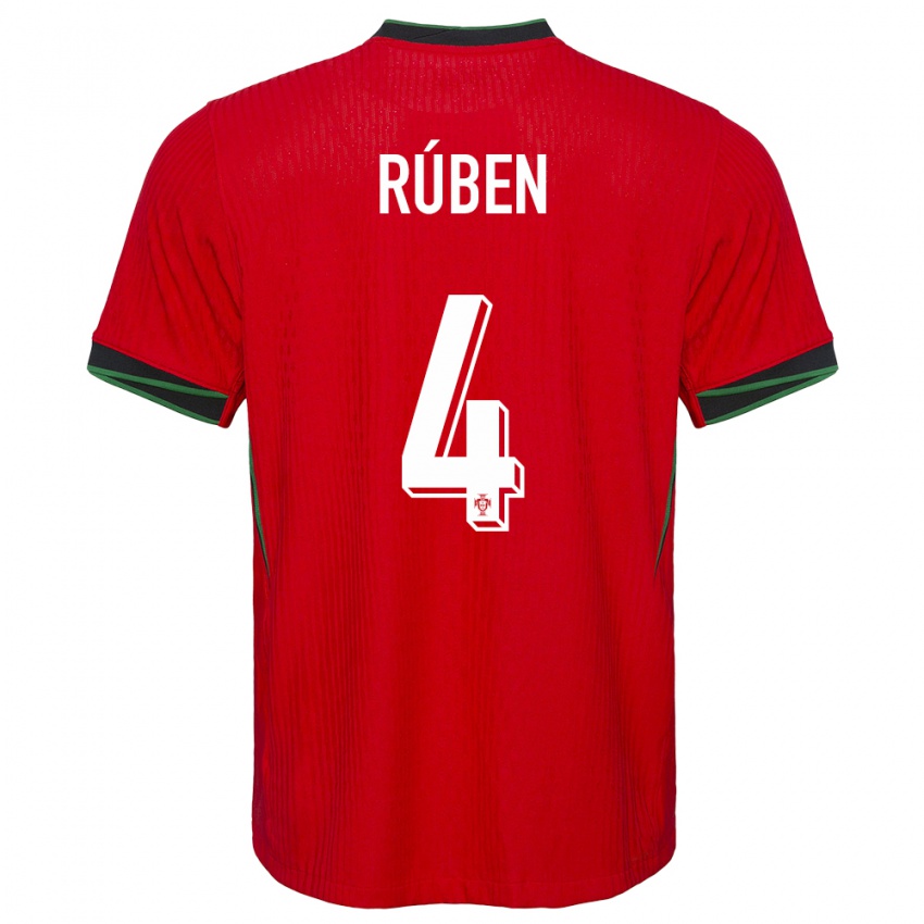Homem Camisola Portugal Ruben Dias #4 Vermelho Principal 24-26 Camisa
