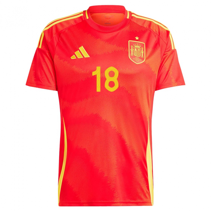 Homem Camisola Espanha Jordi Alba #18 Vermelho Principal 24-26 Camisa