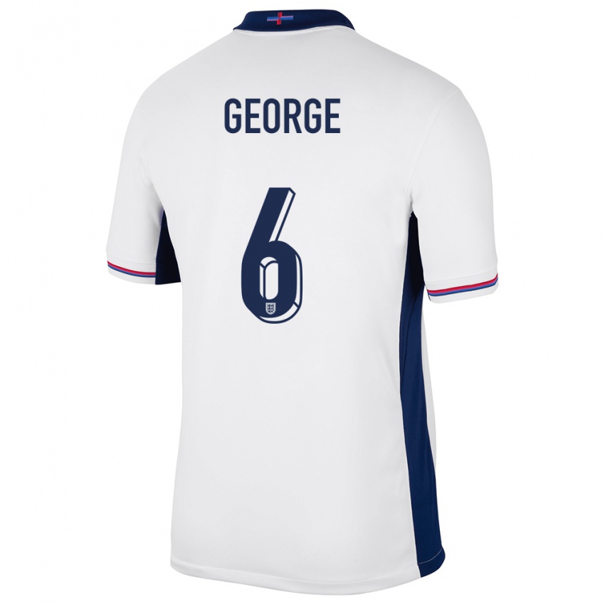 Homem Camisola Inglaterra Gabby George #6 Branco Principal 24-26 Camisa
