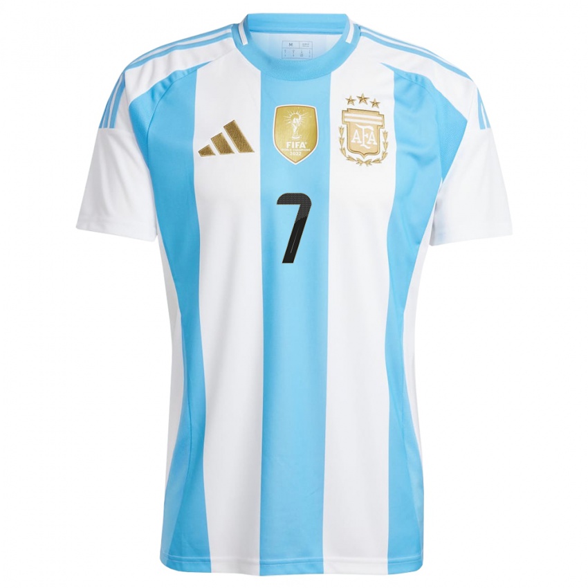 Homem Camisola Argentina Rodrigo De Paul #7 Branco Azul Principal 24-26 Camisa