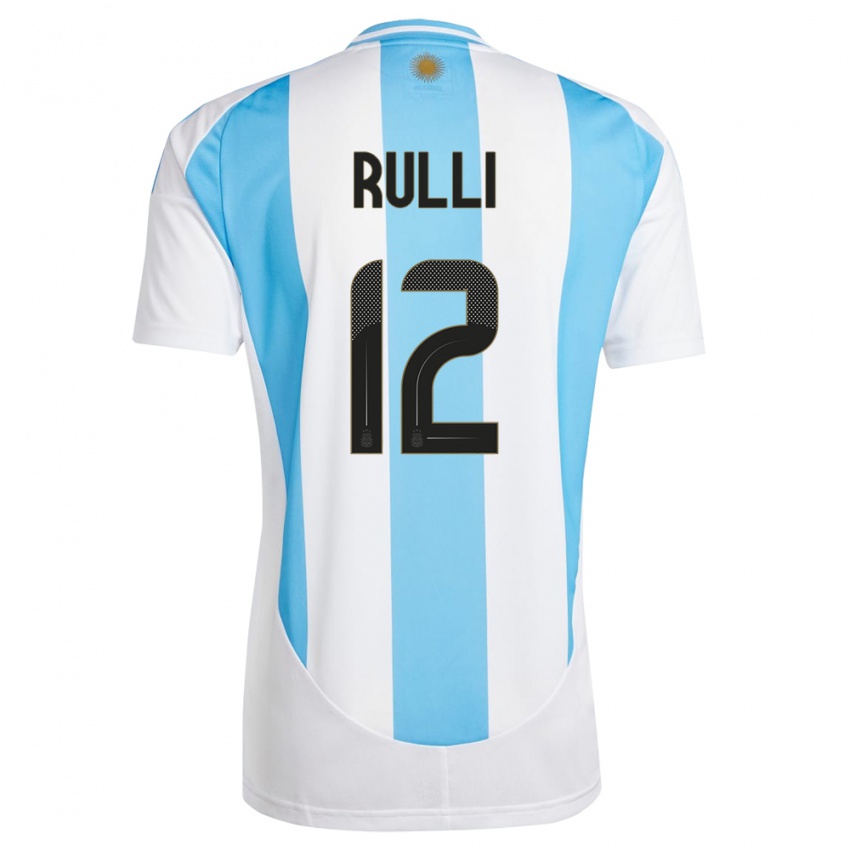 Homem Camisola Argentina Geronimo Rulli #12 Branco Azul Principal 24-26 Camisa