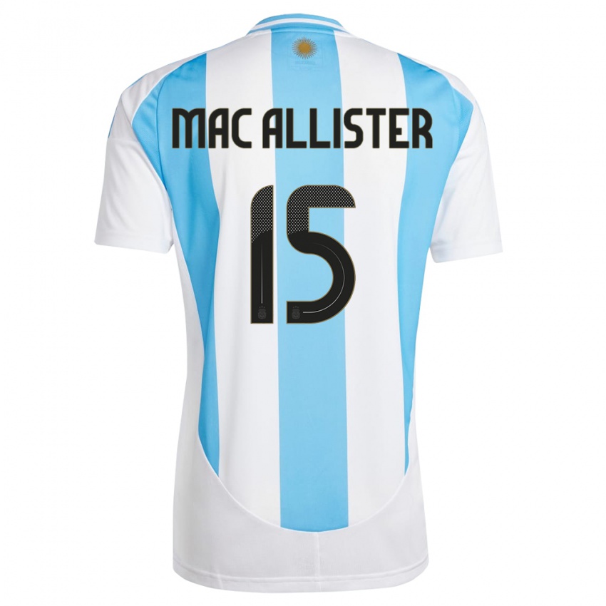 Homem Camisola Argentina Alexis Mac Allister #15 Branco Azul Principal 24-26 Camisa