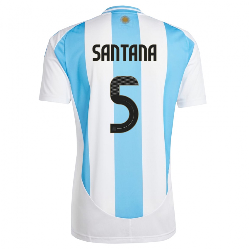 Homem Camisola Argentina Vanesa Santana #5 Branco Azul Principal 24-26 Camisa