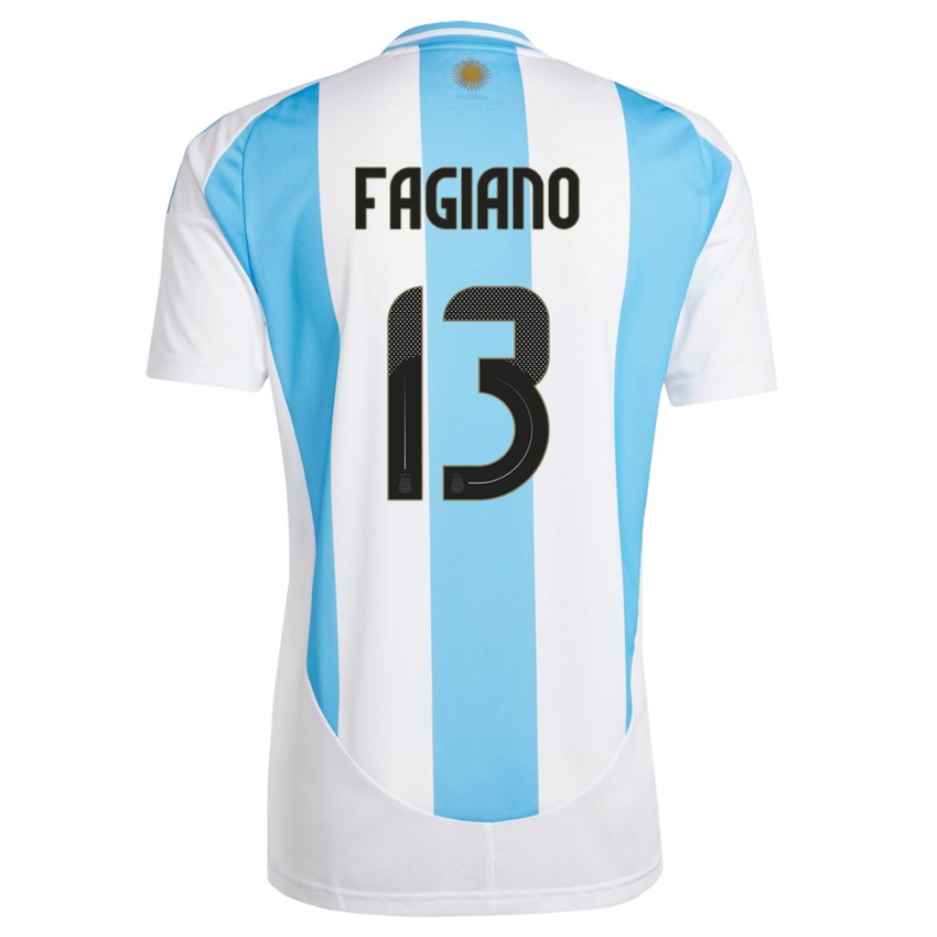 Homem Camisola Argentina Paloma Fagiano #13 Branco Azul Principal 24-26 Camisa